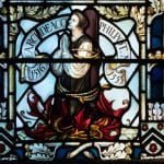 Detail of Philpot window in Winchester Cathedral