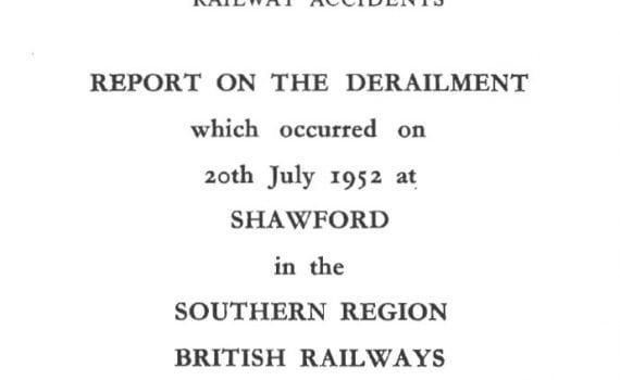 Shawford Train derailment - Cover page of MoT 1952 Accident Report